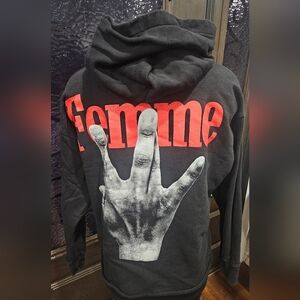 HommeFemmeLA Twisted Fingers Hoodie Black with Blue Ans red size S